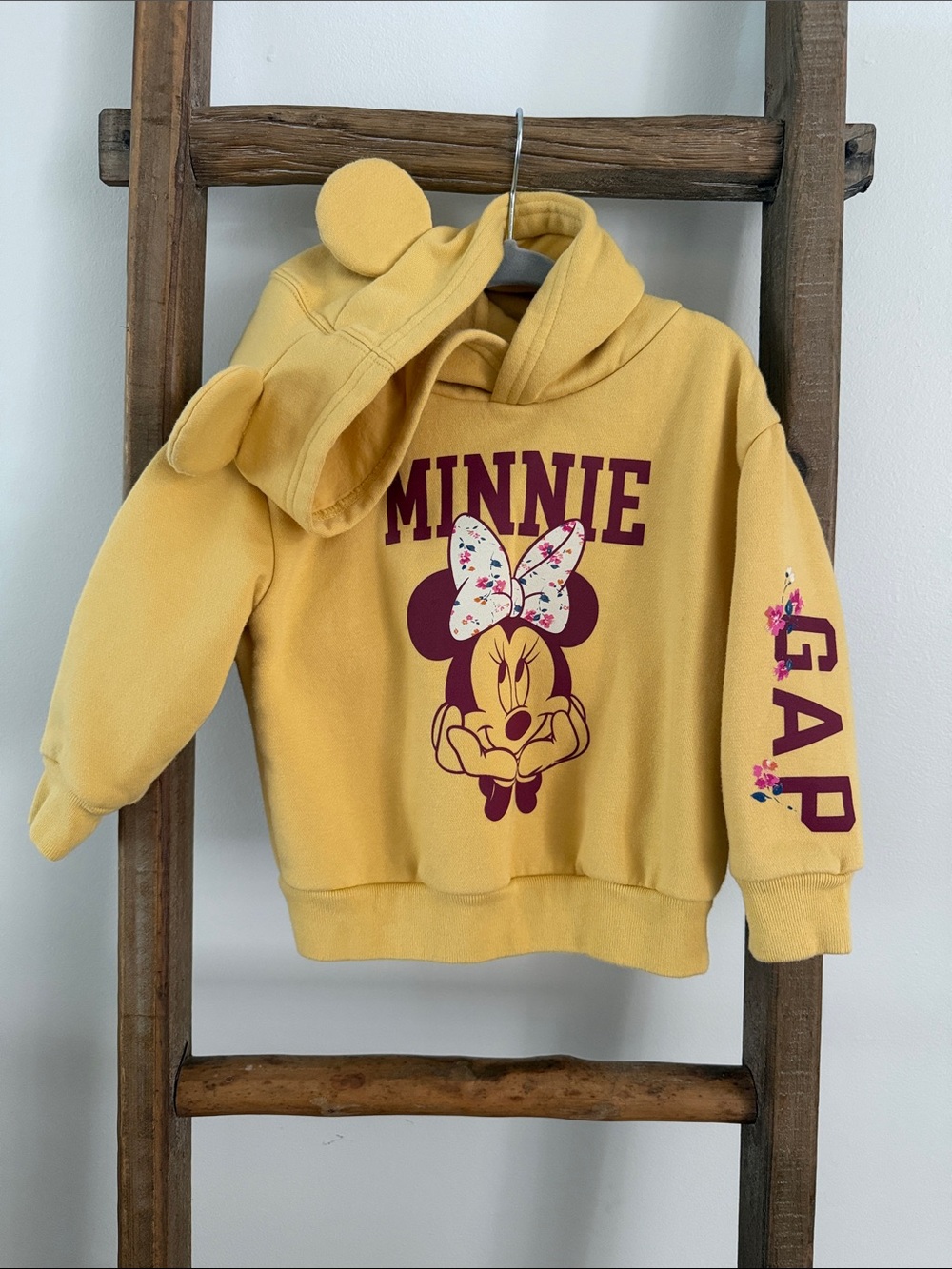 GAP Yellow Minnie Mouse Hooded Sweatshirt with Ear Details